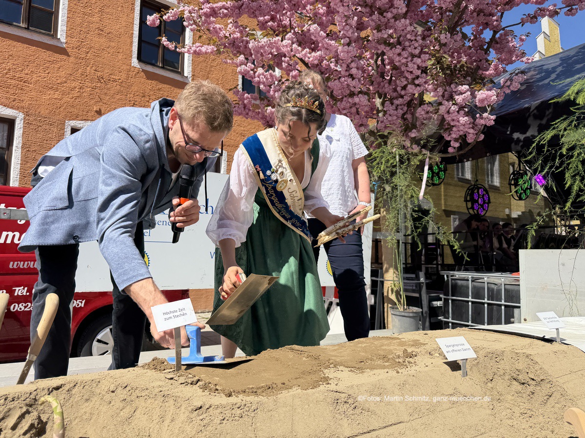 Anstich durch Florian Kienast vom Bayerischen Fernsehen beim Spargel- und Genussfest Schrobenhausen am 25.04.2026 in der Altstadt Schrobenhausen (©Foto: Martin Schmitz)