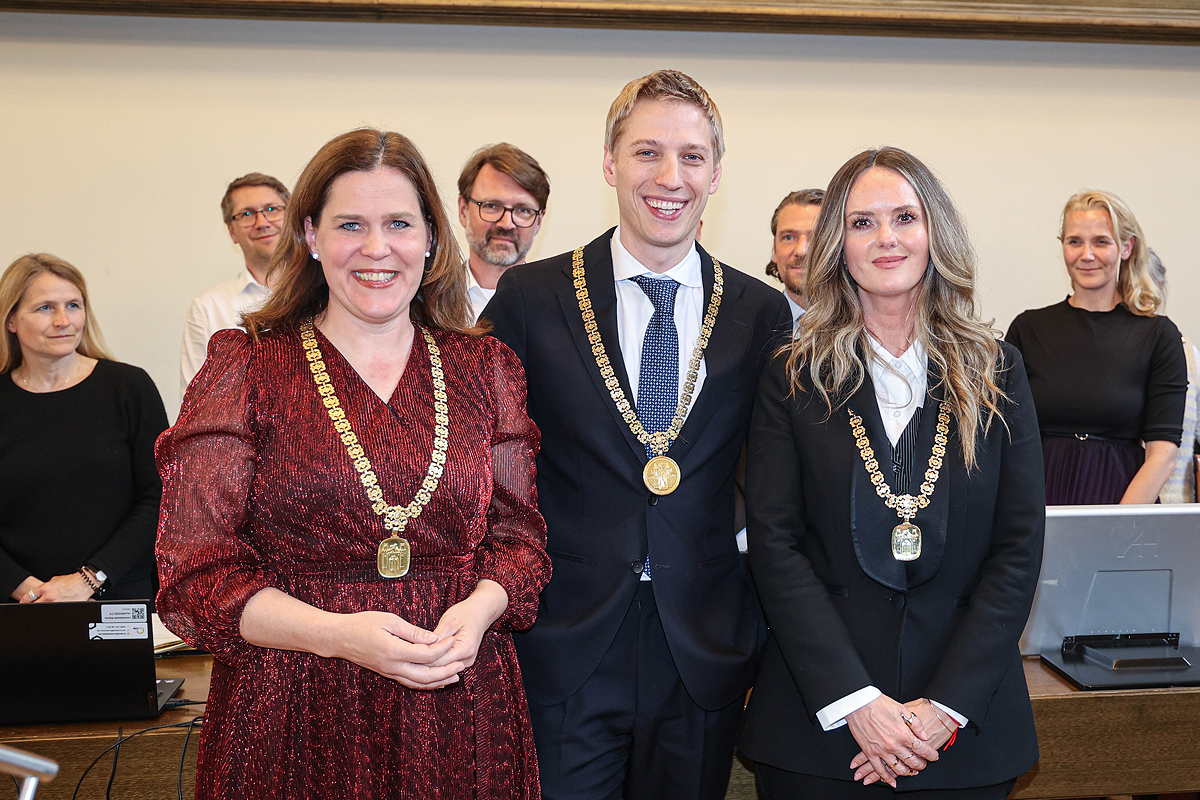 Die neue Münchner Stadtspitze: Oberbürgermeister Dominik Krause, Mona Fuchs (re.) und Verena Dietl. (Foto: Michael Nagy/Presseamt)