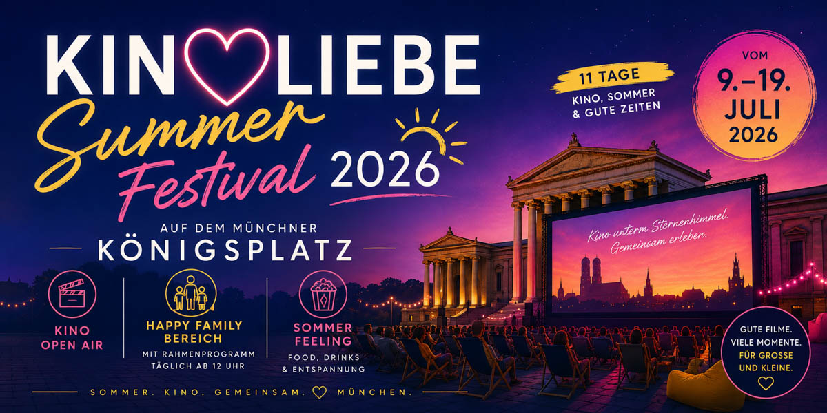 Kinoliebe Summer Festival 2026 auf dem Königsplatz (Teaser: KI)