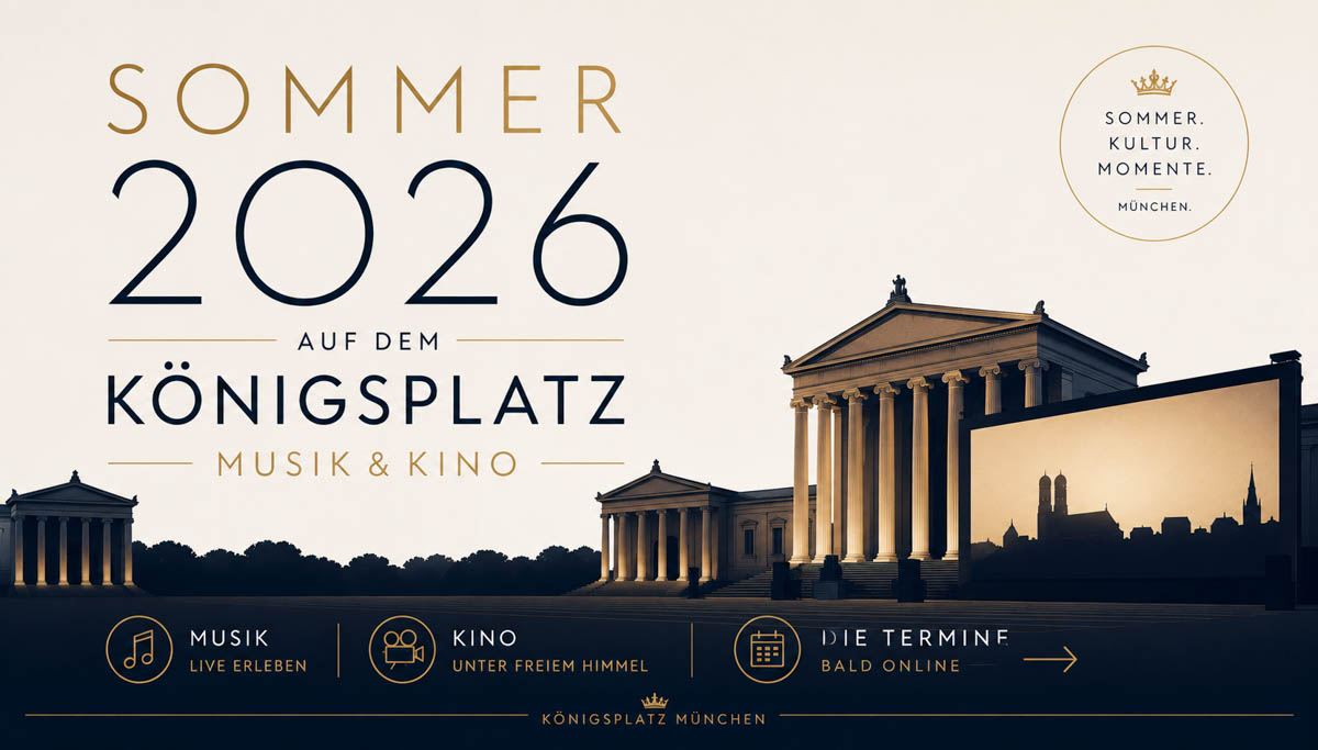 Konzerte und Open Airs auf dem Münchner Königsplatz 2026 (Grafik KI)