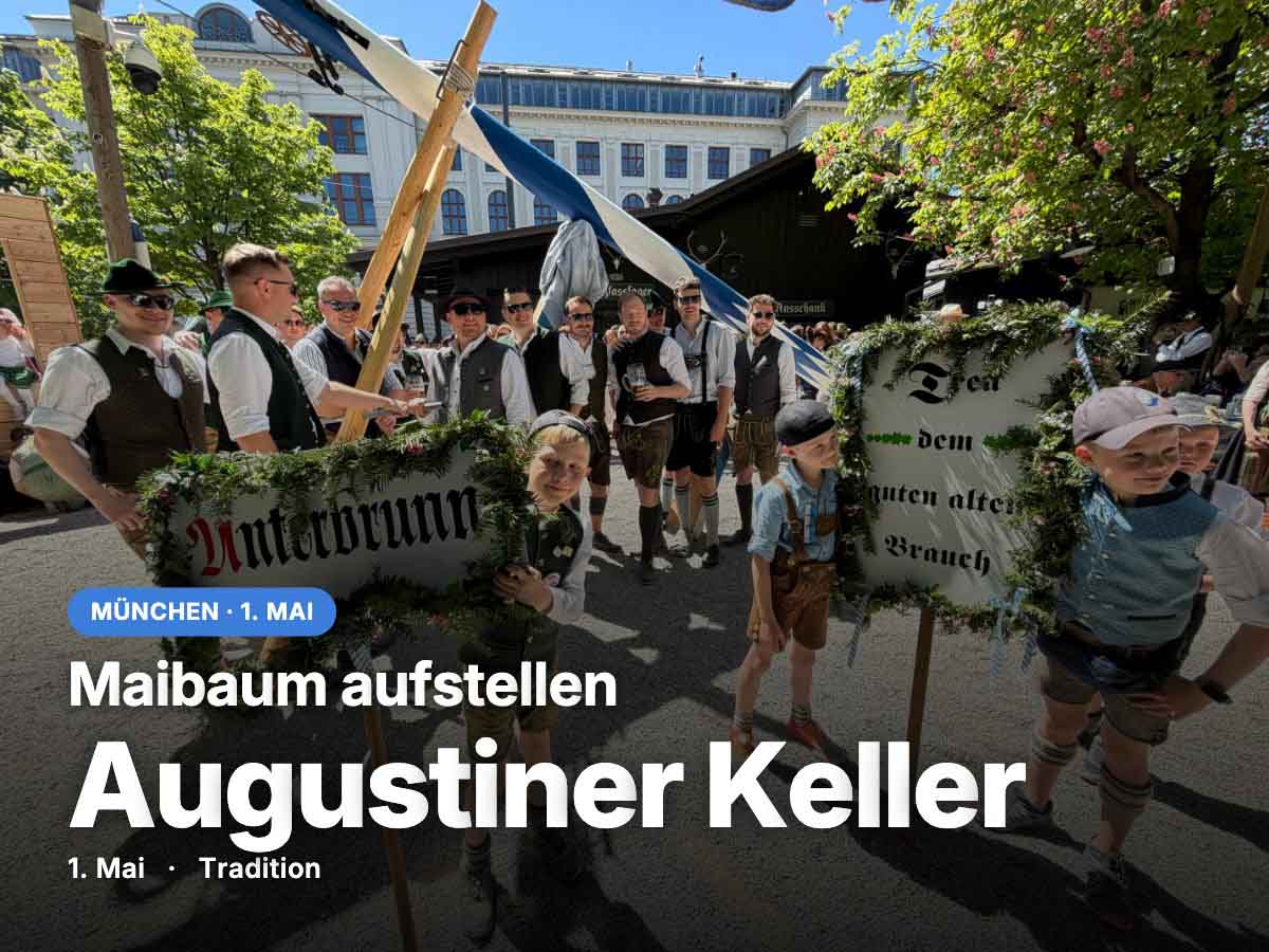 Maibaum im Augustiner Keller – Handwerk statt Kran