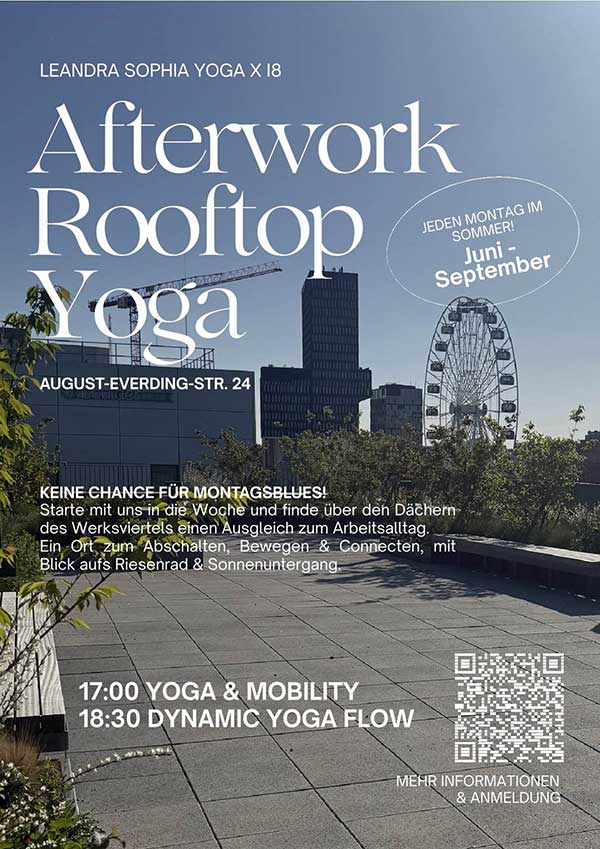 Afterwork Yoga auf der Dachterasse des i8 (©Foto: R&S Immobilienmanagement) Afterwork Yoga auf der Dachterasse des i8 (©Foto: R&S Immobilienmanagement)
