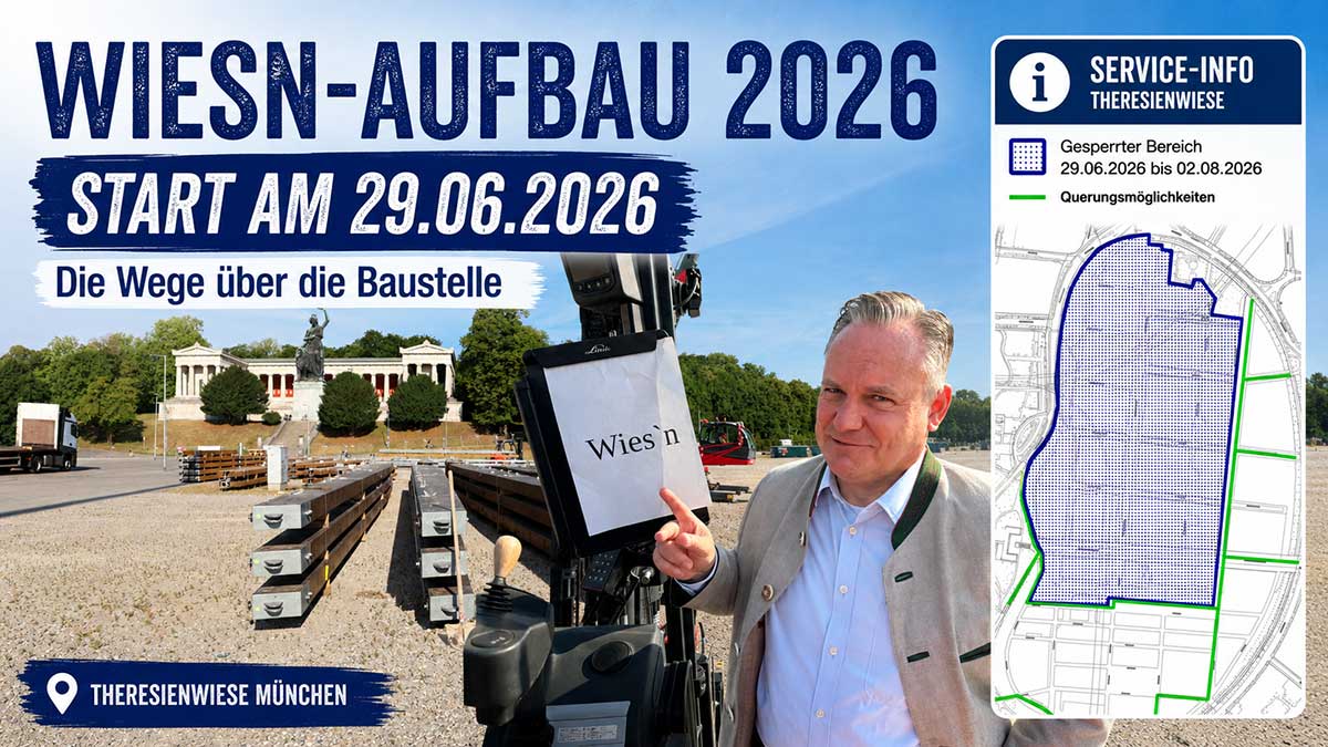 Aufbau für die Wiesn 2026 startet am 29.06.2026: Die Wege über die Baustelle (©Fotos: Martin Schmitz)
