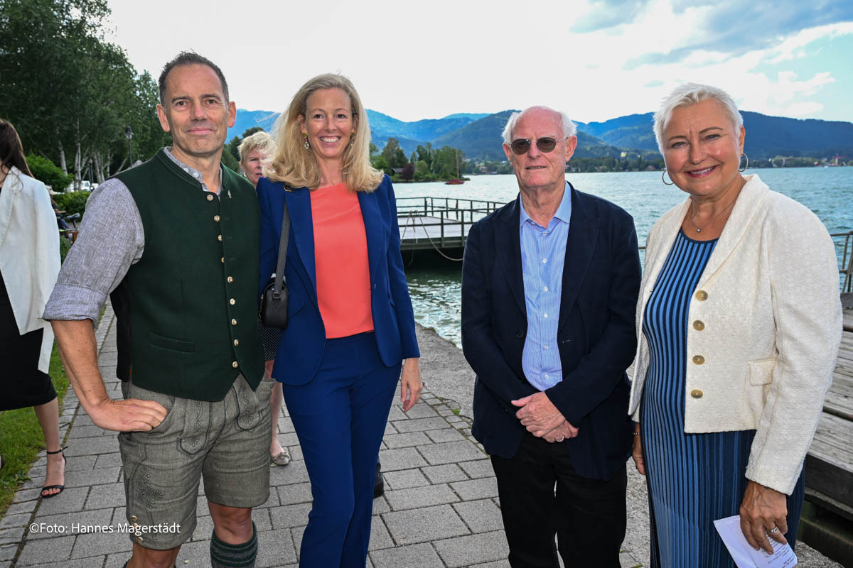 2. Tegernsee Art Masters 2026: Stefan Niedermaier (TAM), Schirmherrin Herzogin Anna in Bayern, Bildhauer Sir Tony Cragg ,TAM Kuratorin Dr Ellen Andra Seehusen ©Foto: Hannes Magerstädt