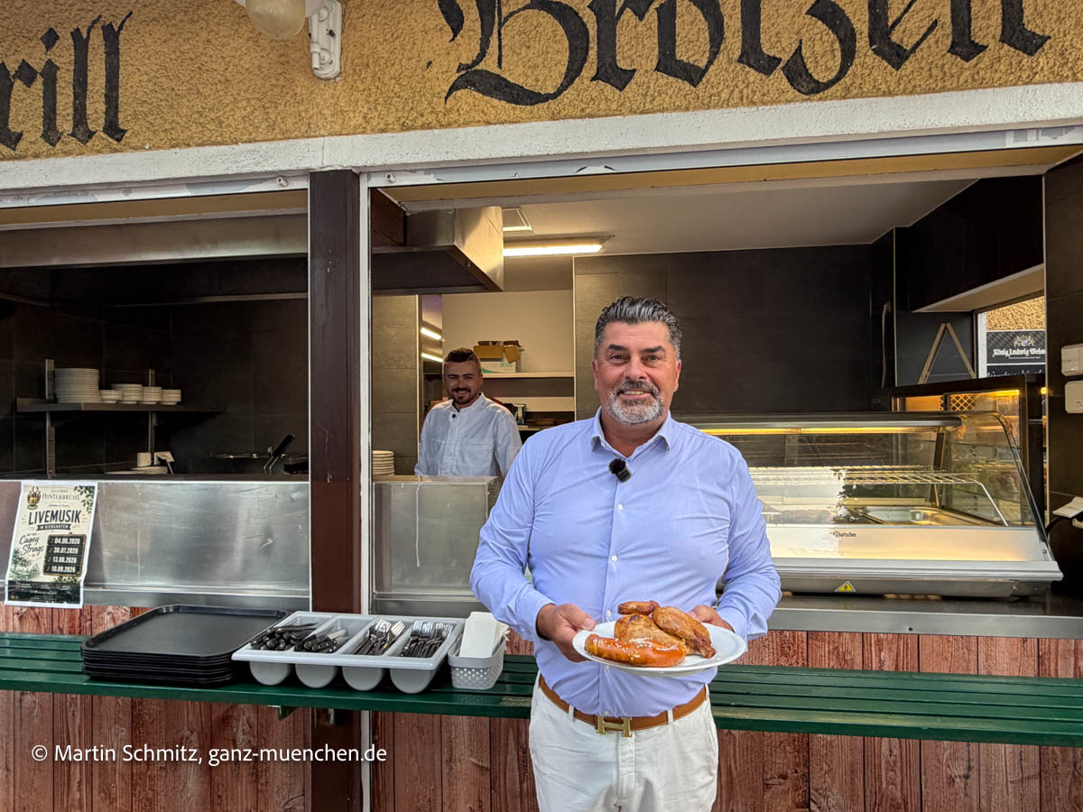 Isarbar mit Aperol Spritz und Pinsa in Biergarten des Hinterbrühl in Thalkirchen - und auch der SB-Biergarten mit Biergartenspezialitäten hat wieder geöffnet (©Foto: Martin Schmitz)