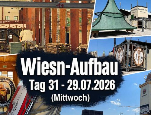 Wiesn-Aufbau Tag 31: Neue Zelte nehmen Gestalt an, der Paulanerturm wird umgestaltet und der Sammlerkrug kommt früher als gewohnt