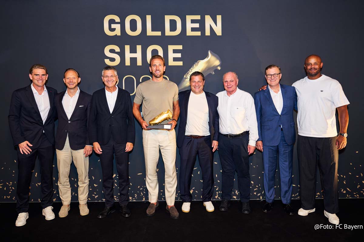 Harry Kane - Verleihung des zweiten Goldenen Schuh im FC Bayern Museum am 19.08.2026 (©Foto: FC Bayern)