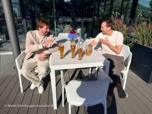 Ben Blaskovic und Otto Lindinger nach der Cathy Hummels Präsentation der neuen Lifestyle Marke Cathylates im Restaurant Coubertin im Olympiapark (©Foto: Martin Schmitz)
