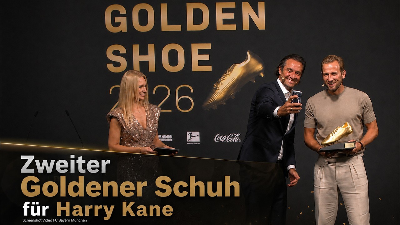 Zwiter Goldener Schuh für Harry Kane (‚Creenshot Video FC Bayern Media)