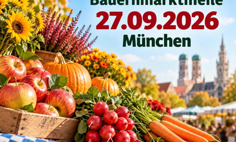 Bauernmarktmeile München 2026: Direktvermarkter am Odeonsplatz am 27.09.2026 (©Foto: KI generiert)