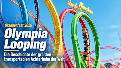 Olympia Looping auf dem Oktoberfest - Die Geschichte der größten transportablen Achterbahn der Welt (Screenshot Olympia Looping)