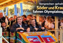 Versprechen gehalten: Söder und Kraus fahren Olympialooping (©Foto: Martin Schmitz)
