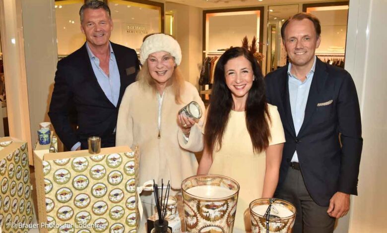 Markus Höhn (Geschäftsführender Gesellschafter Lodenfrey), Sabina Nagel, Sophia Huver (CEO Baobab Collection), Felix Müller (Head of Retail Lodenfrey), Lodenfrey x Baobab Collection in München am 22.10.2026 / Foto: BrauerPhotos / G.Nitschke