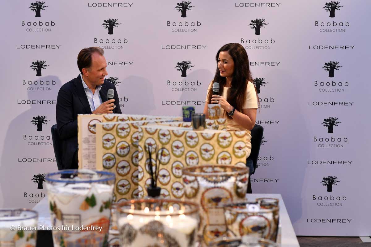 Felix Müller (Head of Retail Lodenfrey), Sophia Huver (CEO Baobab Collection), Lodenfrey x Baobab Collection in München am 22.10.2026 /Foto: BrauerPhotos / Goran Nitschke
