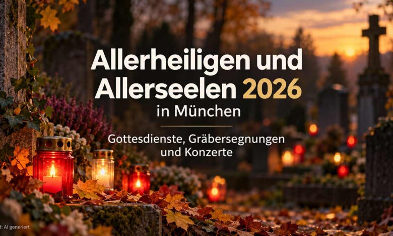 Allerheiligen 2026, Allerseelen 2026, Allerheiligen München, Gottesdienste Allerheiligen, Gräbersegnung, Friedhöfe München, Liebfrauendom, Requiem, Aussegnung, Umland, Konzerte Allerheiligen (©Bild: AI generiert)