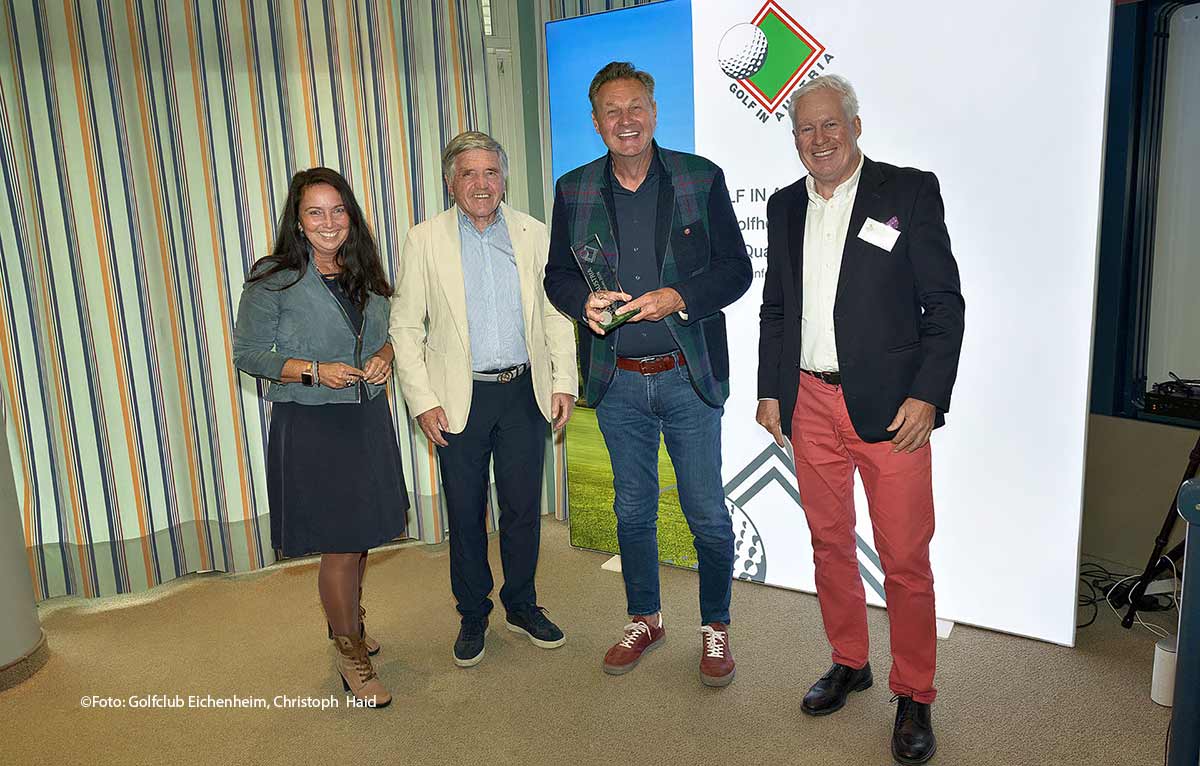 Nicole Ruisz Ausrichter (Golf in Austria), Peter-Enzinger (Ex-Präsident ÖGV), Steffen Ritschel und Manfred Furtner (©Foto: Christoph Haid)