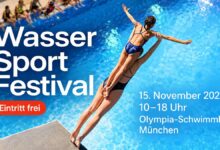 8. Wassersportfestival in der Olympia-Schwimmhalle am 15. November 2026 (©Foto: AI generiert aus Plakatmotiv)