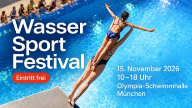 8. Wassersportfestival in der Olympia-Schwimmhalle am 15. November 2026 (©Foto: AI generiert aus Plakatmotiv)